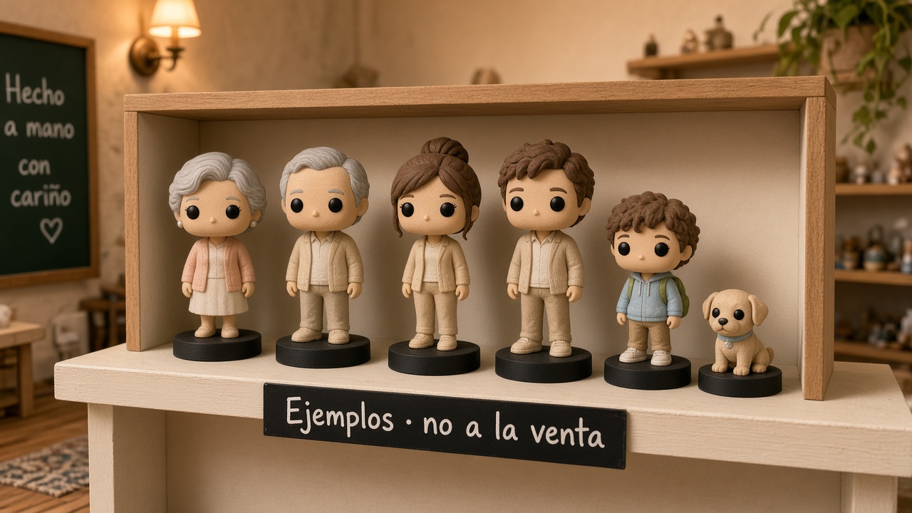 Demo de figuras familia en vitrina